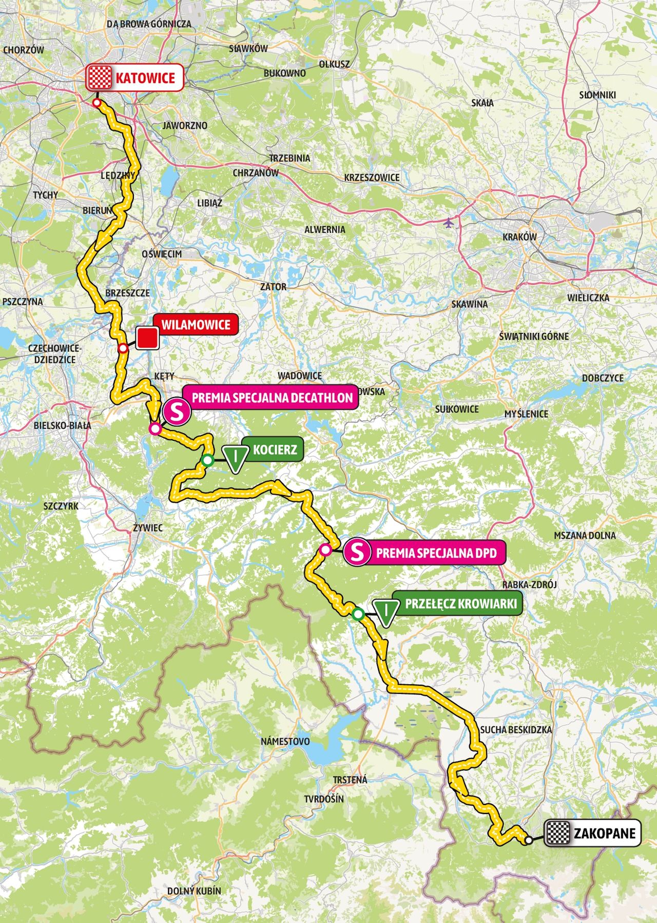 Route information for the 2025 Tour de Pologne
