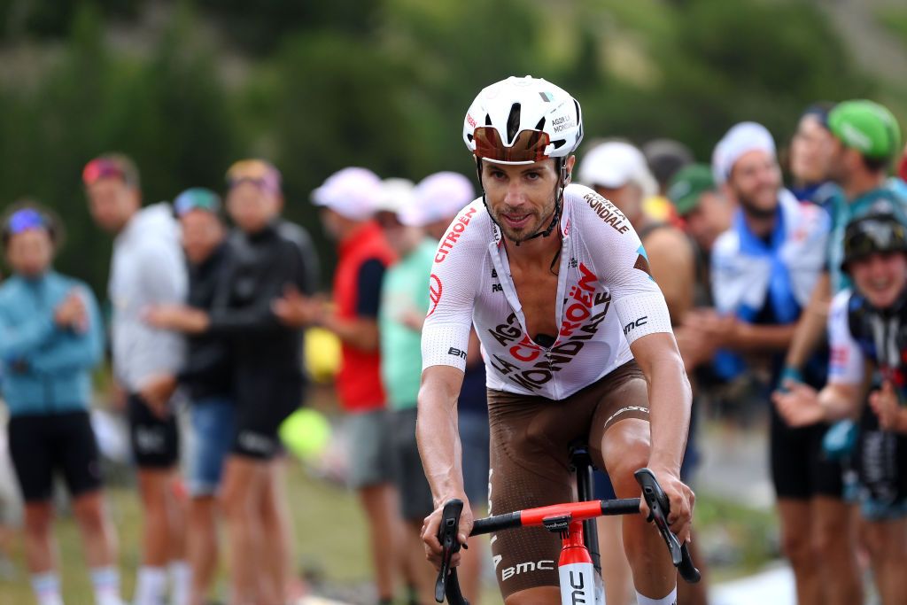 SERRE CHEVALIER FRANCE JULY 13 Mickal Cherel of France and AG2R Citren Team competes at the Col du Granon 2404m during the 109th Tour de France 2022 Stage 11 a 1517km stage from Albertville to Col de Granon Serre Chevalier 2404m TDF2022 WorldTour on July 13 2022 in Col de GranonSerre Chevalier France Photo by Alex BroadwayGetty Images