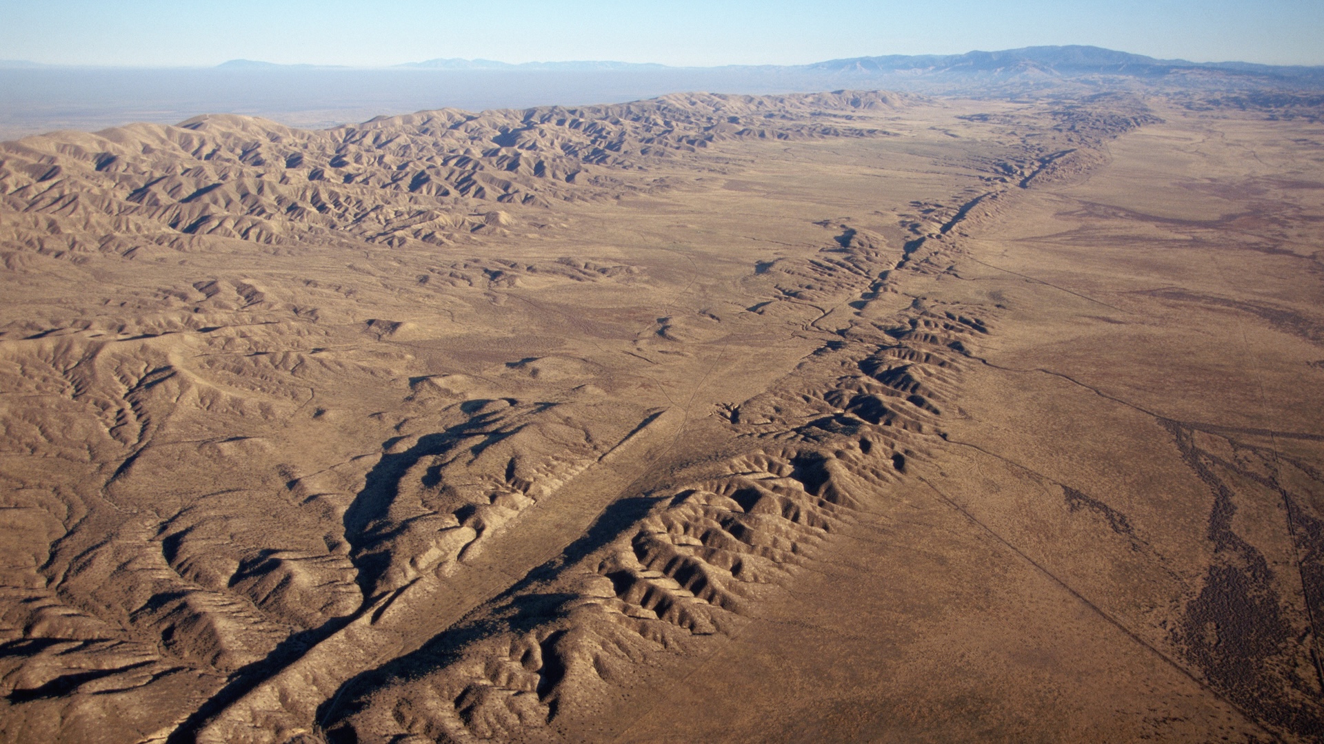 An aerial photo of the San Andreas fault