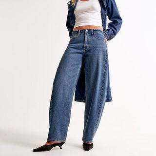 Image of barrel leg jeans