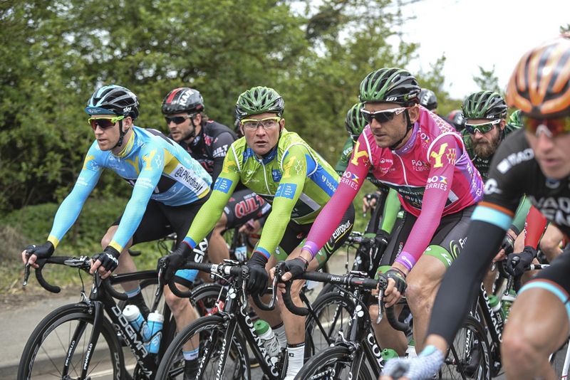 Lars Petter Nordhaug (Team Sky) with Thomas Voeckler and Perrig Qu&eacute;m&eacute;neur (Europcar)