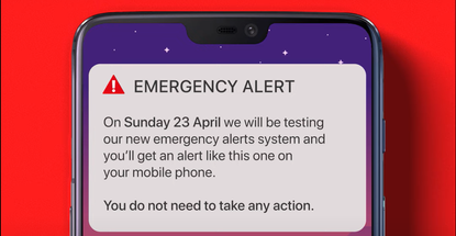 A simulated render of the UK Emergency Alert system