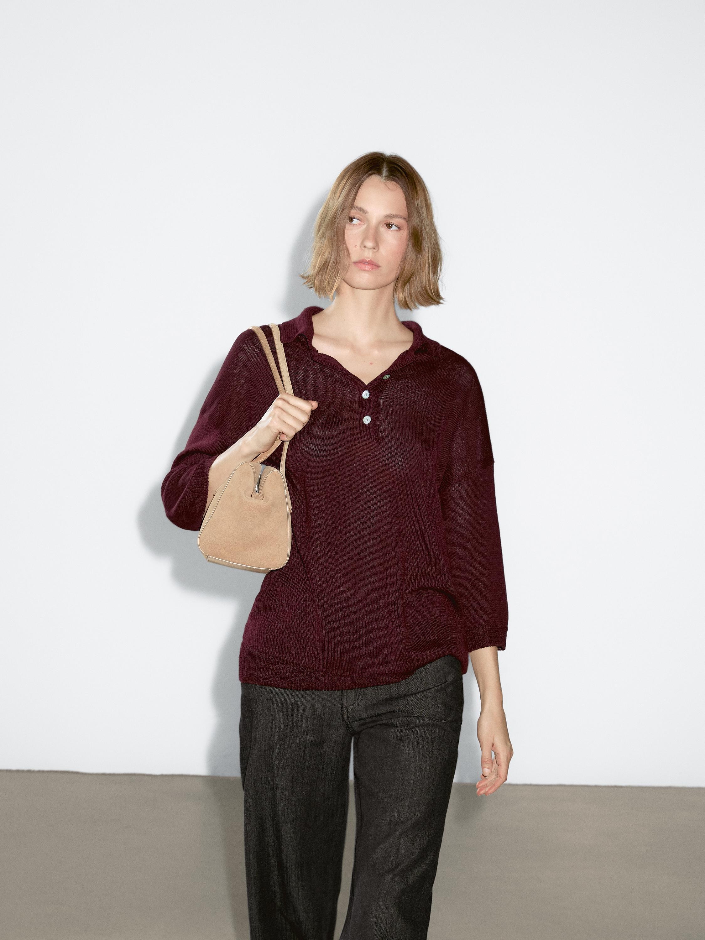 Oversize Polo Neck Knitted Jumper
