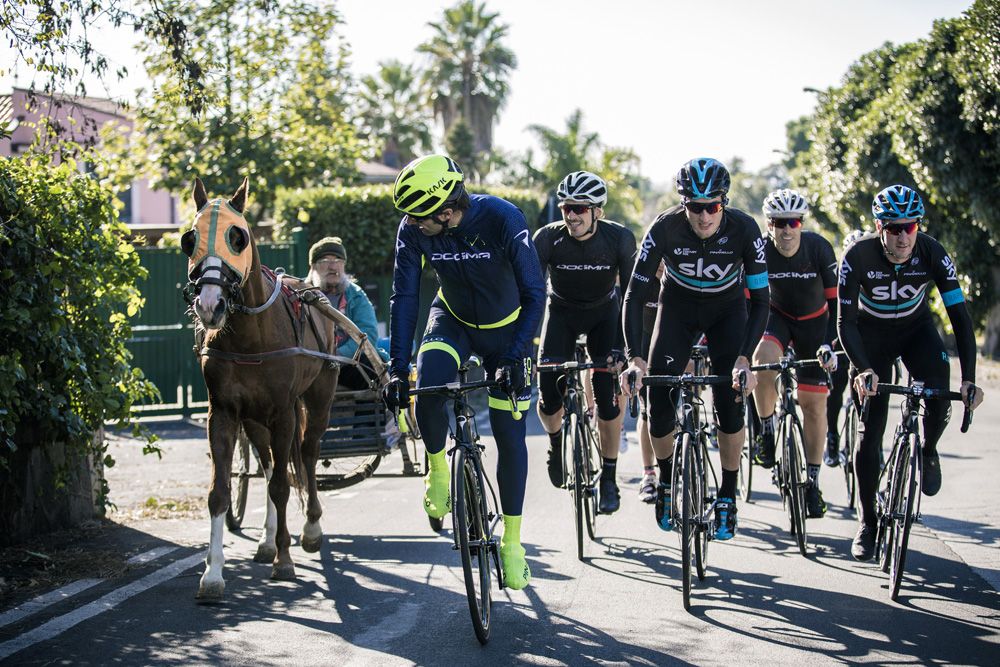 Fausto Pinarello leads the F10 presentation ride