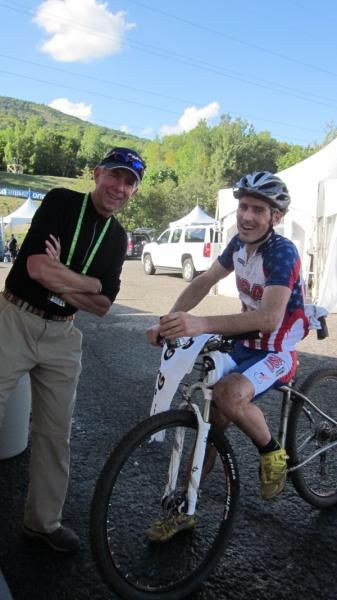USA Cycling's Steve Johnson and Mike Broderick catch up.