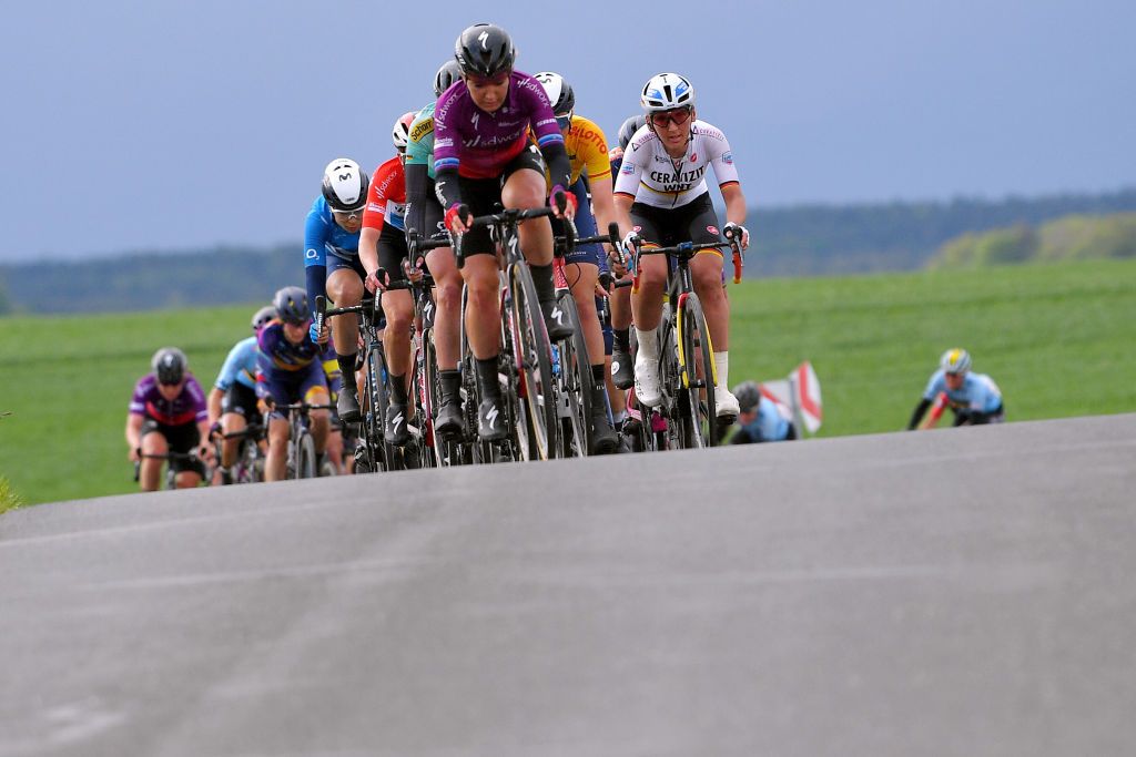 GERA GERMANY MAY 26 Amy Pieters of Netherlands and Team SD Worx leads The Peloton during the 34th Internationale LOTTO Thringen Ladies Tour 2021 Stage 2 a 1251km stage from Gera to Gera ltlt2021 lottothueringenladiestour womencycling on May 26 2021 in Gera Germany Photo by Luc ClaessenGetty Images