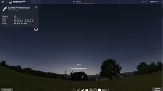 This image shows Nishimura’s location in the sky, as seen from Toowoomba, 40 minutes after sunset on the evening of September 23. At that time, in the fading twilight, the comet will be just 5 degrees above the western horizon.