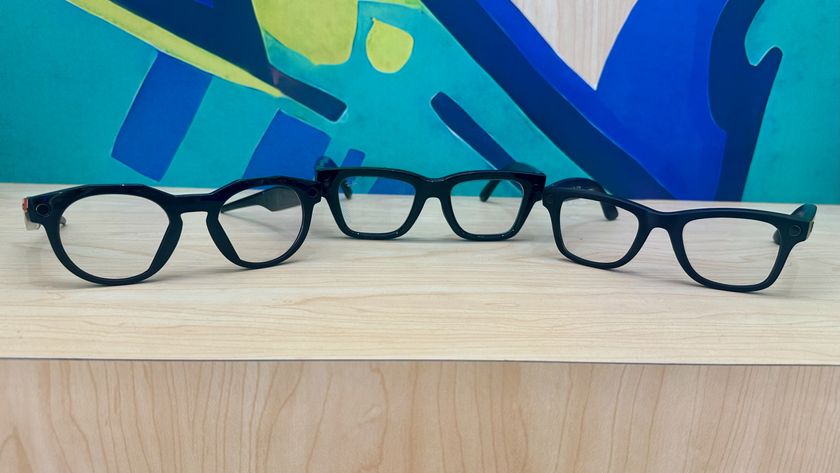 A photo of Oakley Meta HSTN (left), Meta Ray-Ban Display (center), and Ray-Ban Meta Gen 2 (right) smart glasses next to each other, showcasing their relative designs.