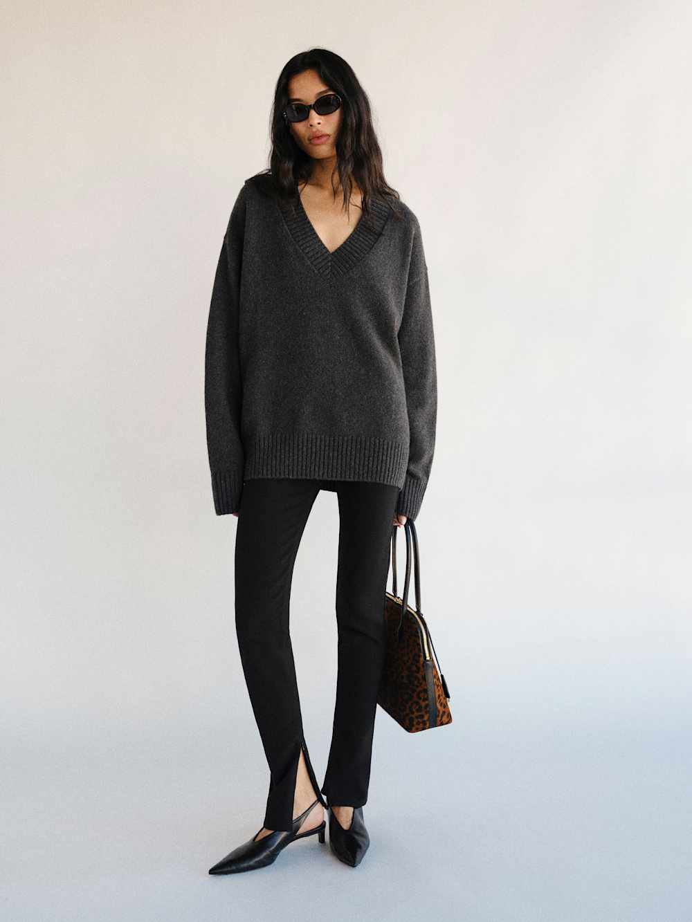 Jadey Cashmere Oversized V-Neck Sweater