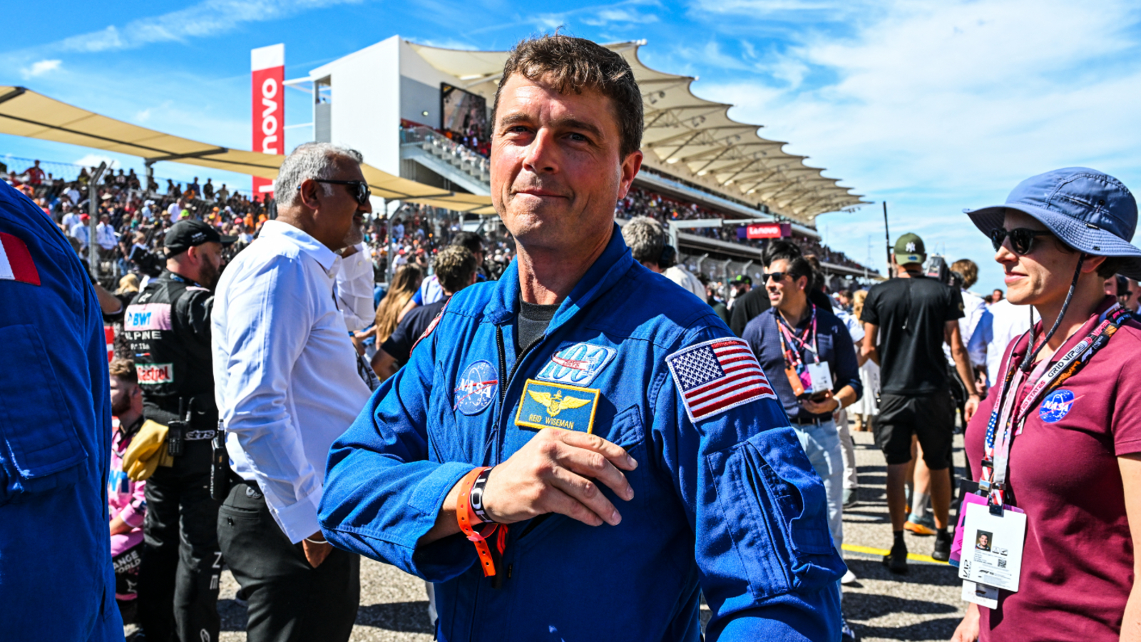 Photo of Reid Wiseman at the American Formula 1 Grand Prix in Austin, Texas in October 2023.