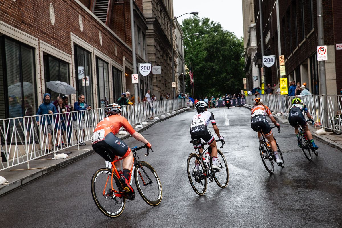 The late breakaway sticks the move uring the US Pro Criterium