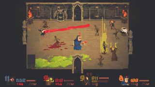 Local multiplayer games — Crawl's current hero player faces a room filled with ghosts and ghouls controlled by their fellow players.