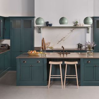 kitchen with bottle green arbor panelled doors