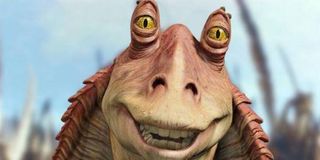 Jar Jar Binks smiling in The Phantom Menace