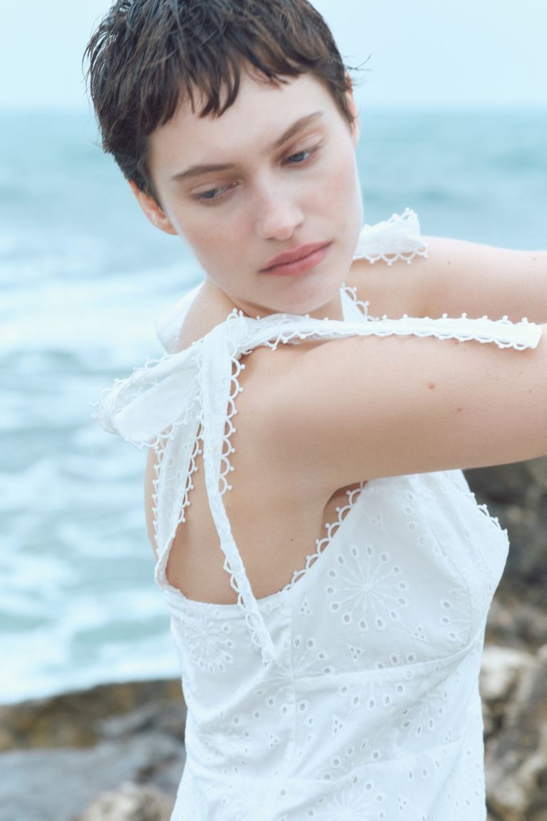 Broderie Anglaise Tie-Strap Dress