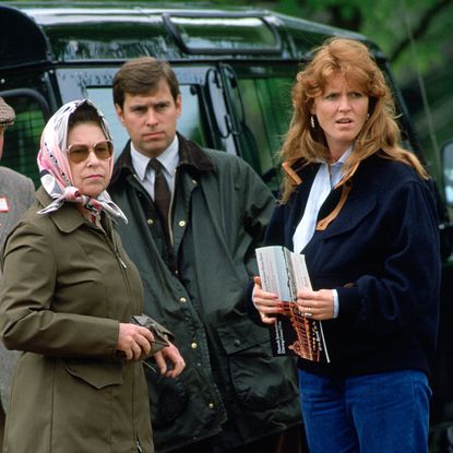 Queen Elizabeth II with Prince Andrew and Sarah Duchess of York at the Royal Windsor Horse Show
