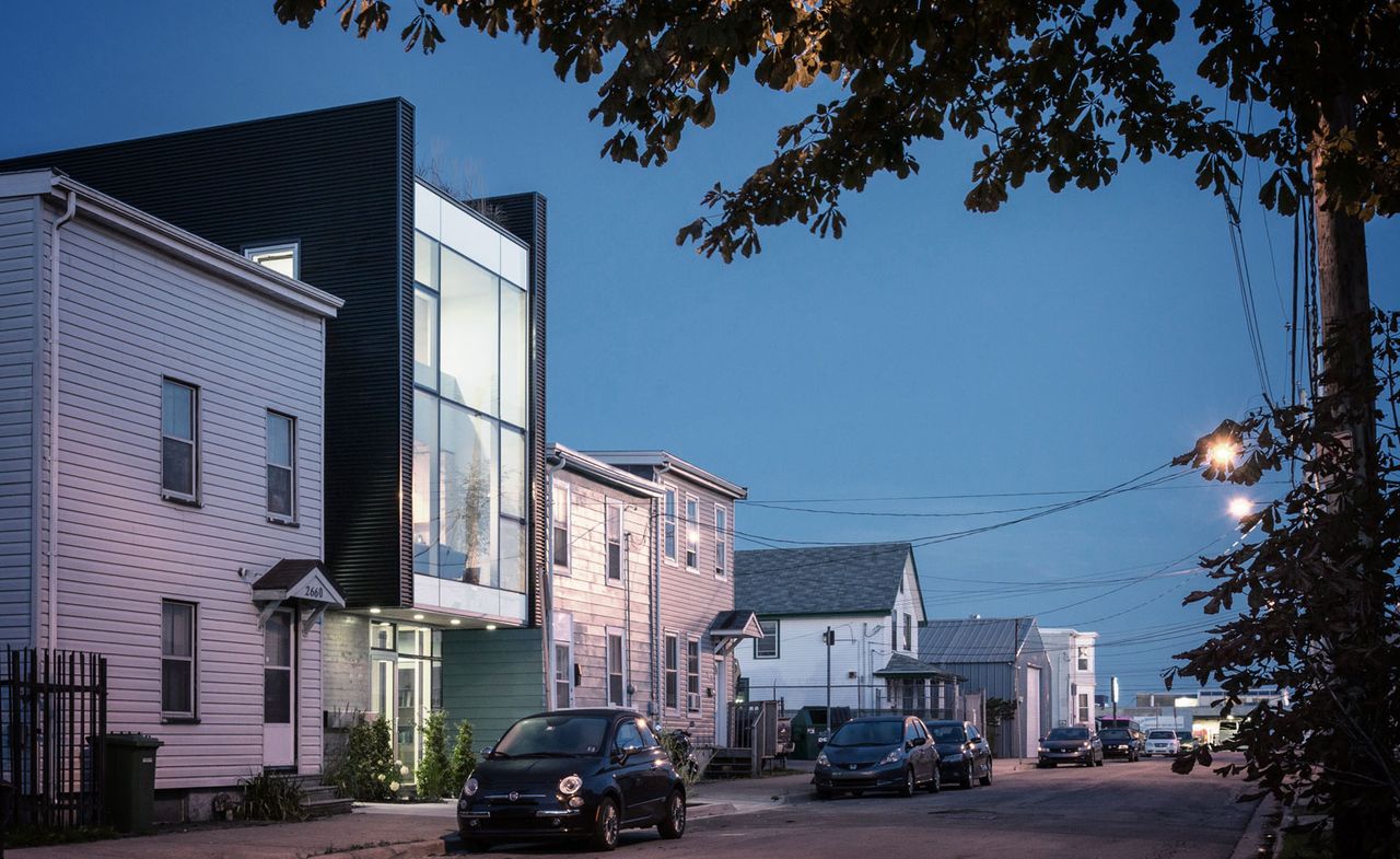 Photo of a residential road early evening