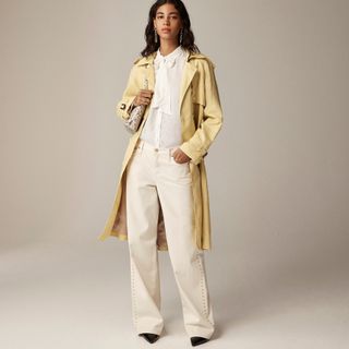 Relaxed Trench Coat in Lightweight Shiny Nylon