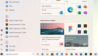 Microsoft Start menu redesign