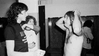 Def Leppard’s Joe Elliott and Rick Allen backstage with Ozzy Osbourne in 1981