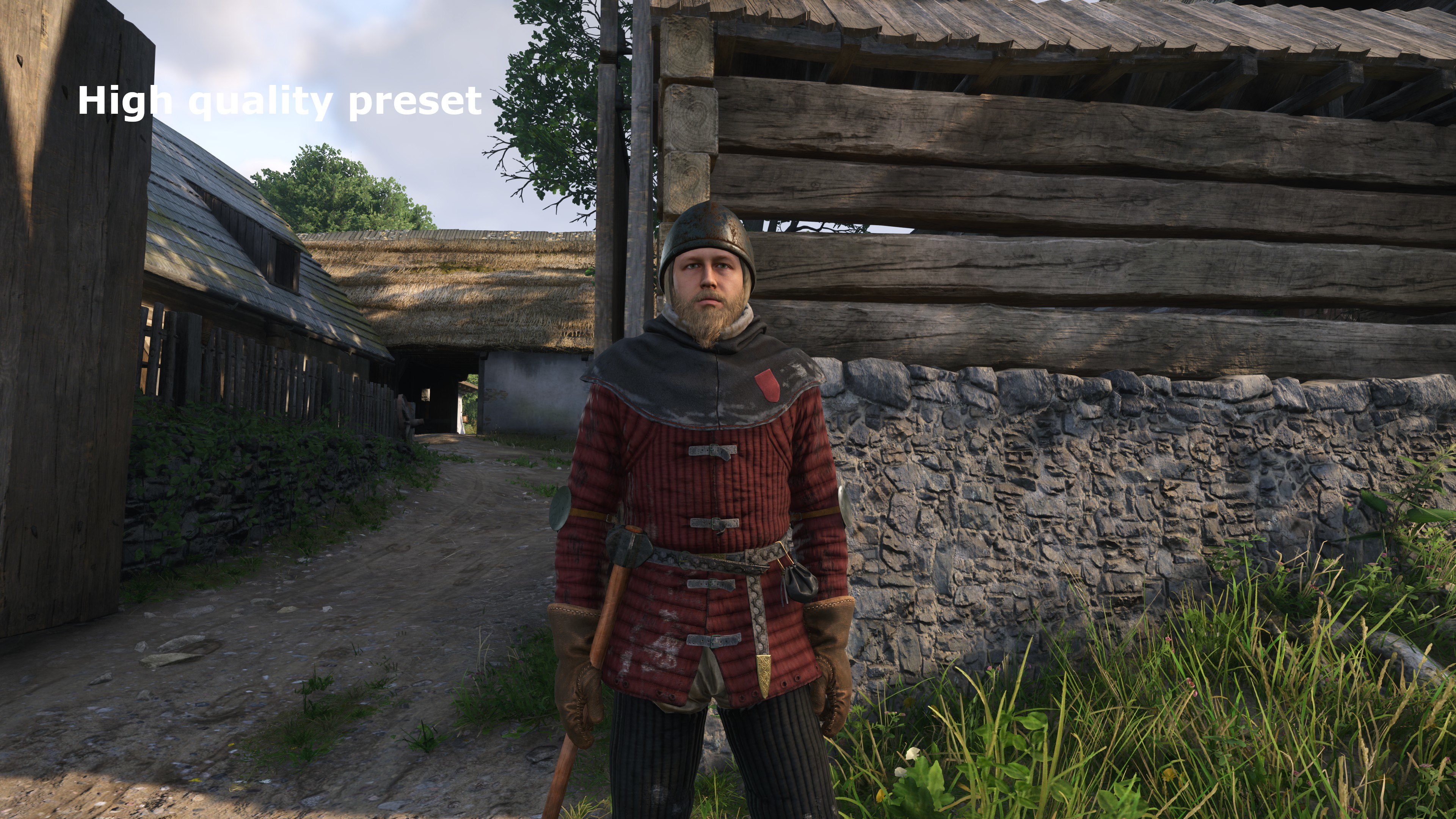 A screenshot from Kingdom Come: Deliverance 2 showing the graphics with using the High quality preset