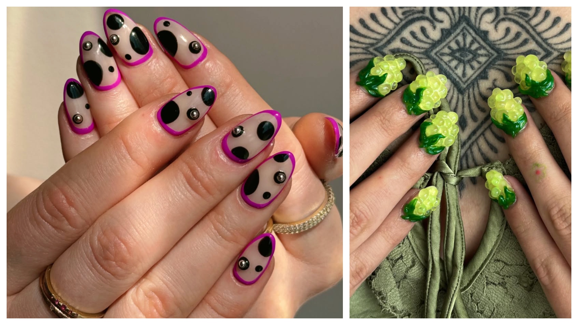 polka dot nails and grape nails