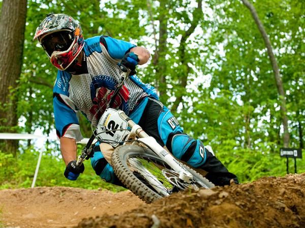 A racer takes at turn at Seven Springs