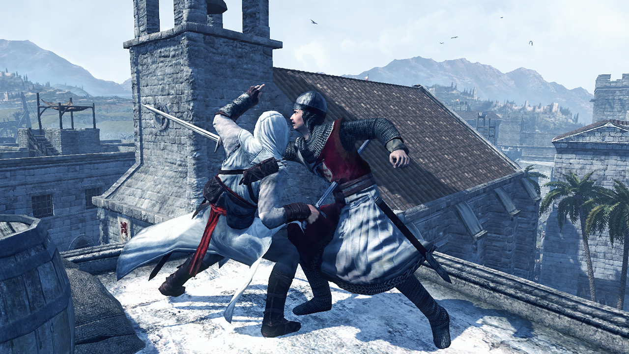 A swordfight on the roof.