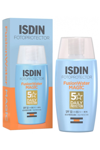 Isdin Fotoprotector sunscreen box and bottle on a white background