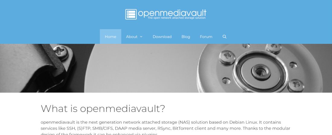 Screenshot of the Open Media Vault&#039;s website