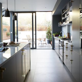 kitchen with cabinets and open terrace