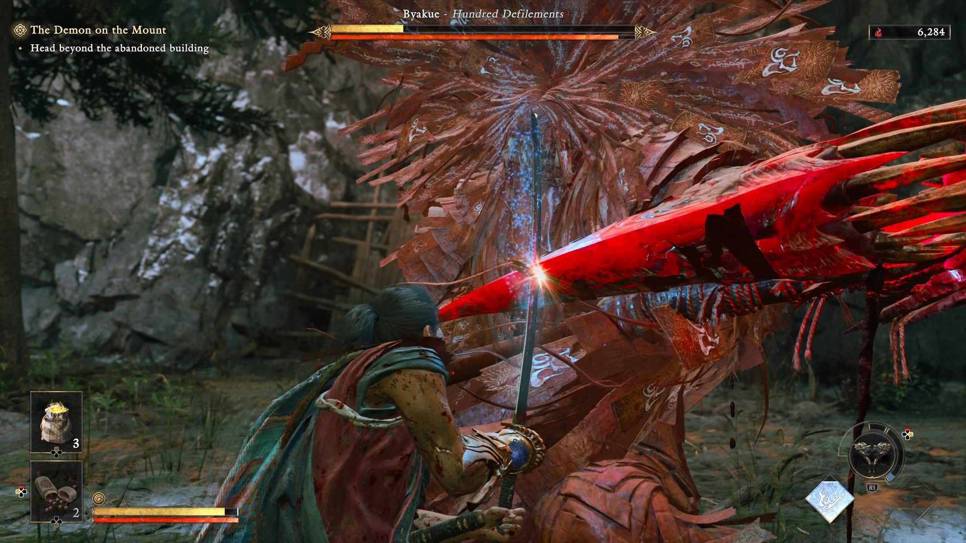 Parrying Brakue, Hundred Defilements in Onimusha: Way of the Sword during The Demon on the Mount quest