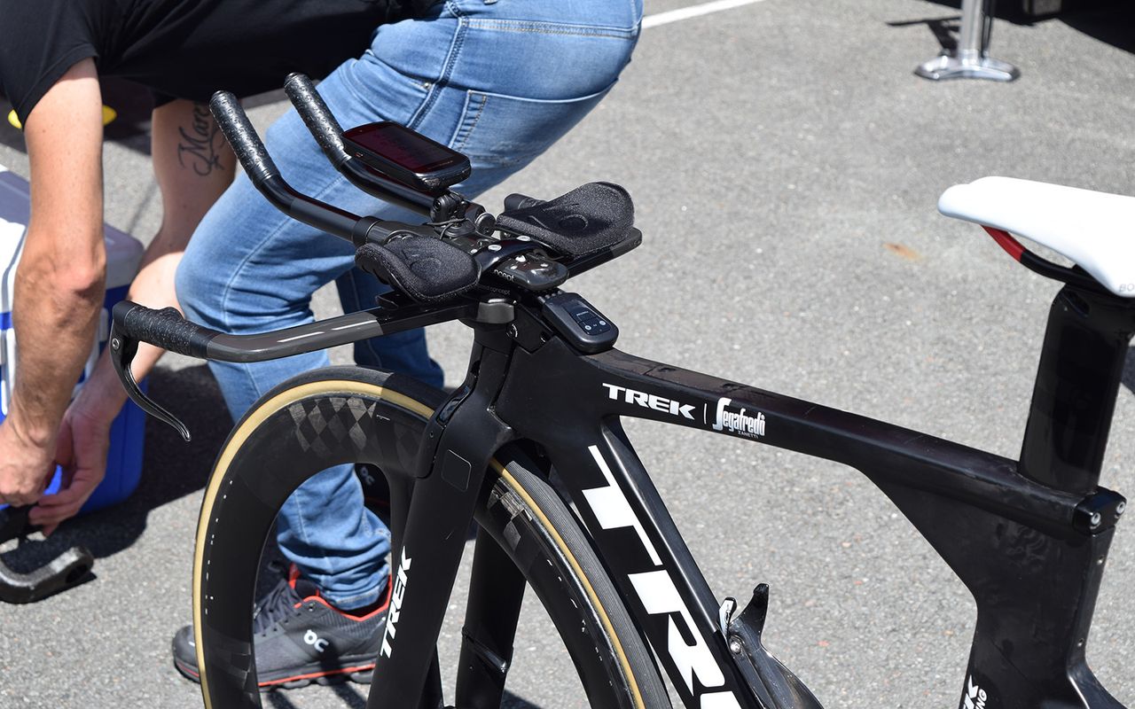 A look at the front end of Richie Porte's Trek Speed