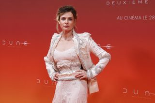 Swedish actress Rebecca Ferguson poses for a photocall during the preview screening event for the film 'Dune: Part Two.'