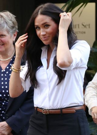 Meghan, Duchess of Sussex departs the launch of the Smart Works capsule collection on September 12, 2019 in London, England