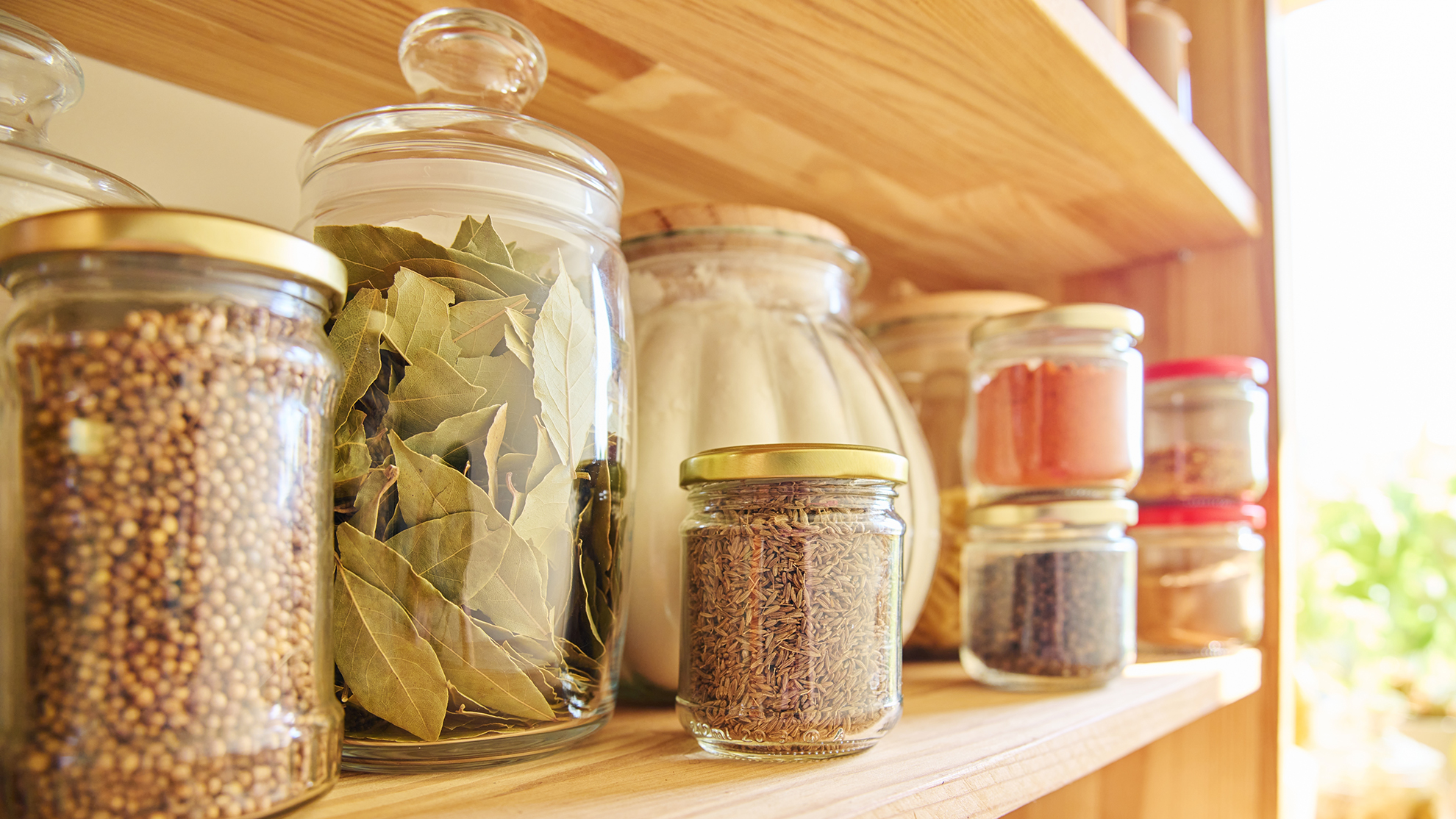 pantry with flour and spices