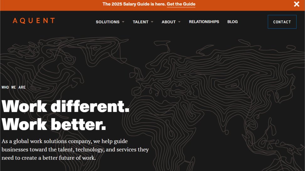 Aquent website screenshot (June 2025).