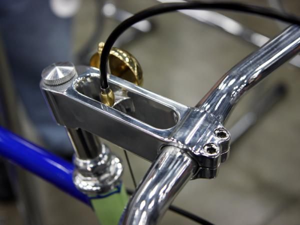 The stem on Brett Horton's bike is a modern reproduction of an old Rene Herse model. The knob on top activates the generator-powered lights.