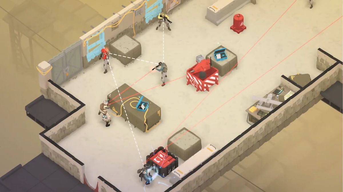 Odds stacked against player characters in a desert arena in Tactical Breach Wizards