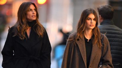 Kaia Gerber and Cindy Crawford in coordinating outfits