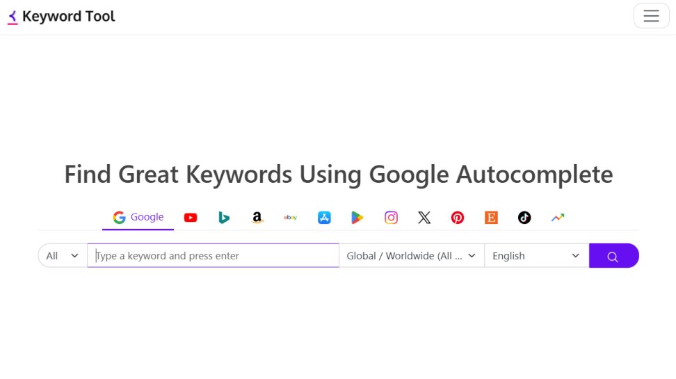 Keyword Tool website screenshot (July 2025).