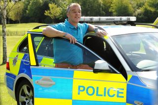 Pc David Rathband, blinded in an attack by gunman Raoul Moat, at his Blue Lamp charity golf event in Durham.