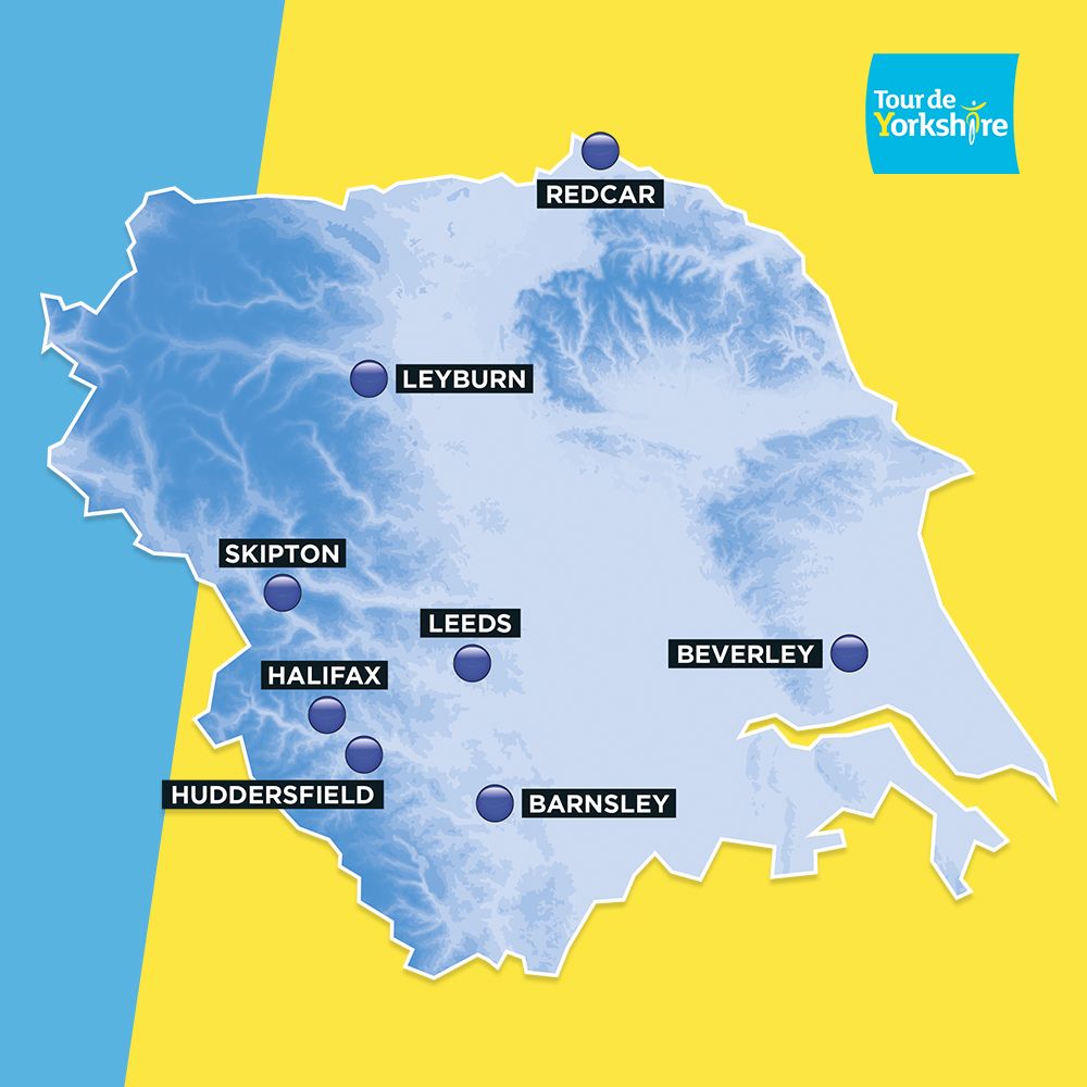 Tour de Yorkshire 2020 start-finish locations