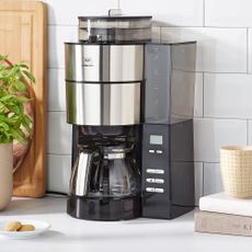 Melitta AromaFresh filter coffee machine on white counter in kitchen