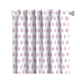 danika_herrick boho white and pink curtains with tree motif