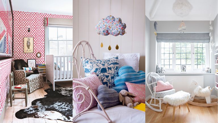 A composite of baby girl nursery ideas