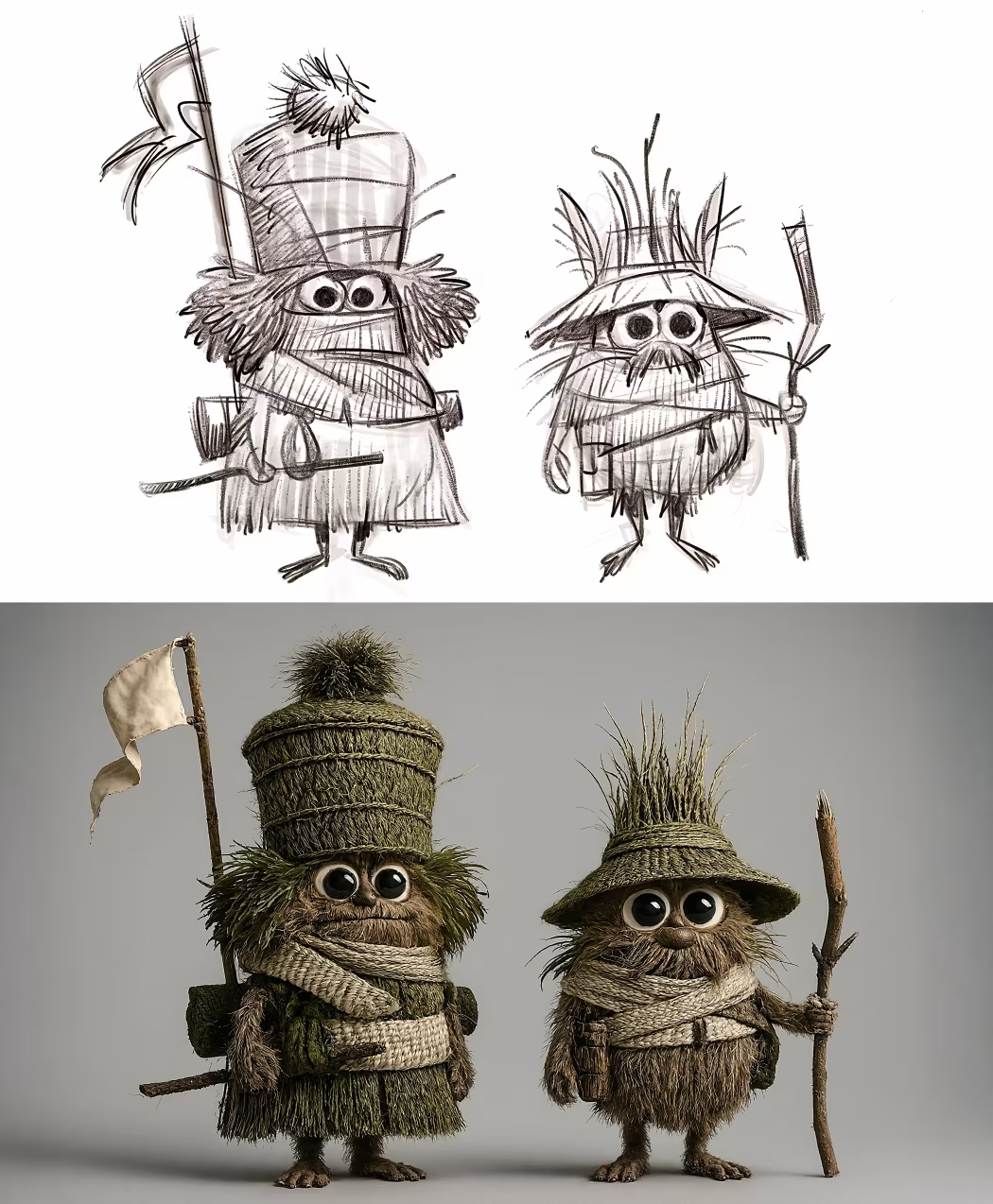 A sketch an AI-generated image from Critterz movie