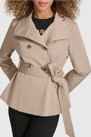 Double Breasted Peplum Trench Jacket