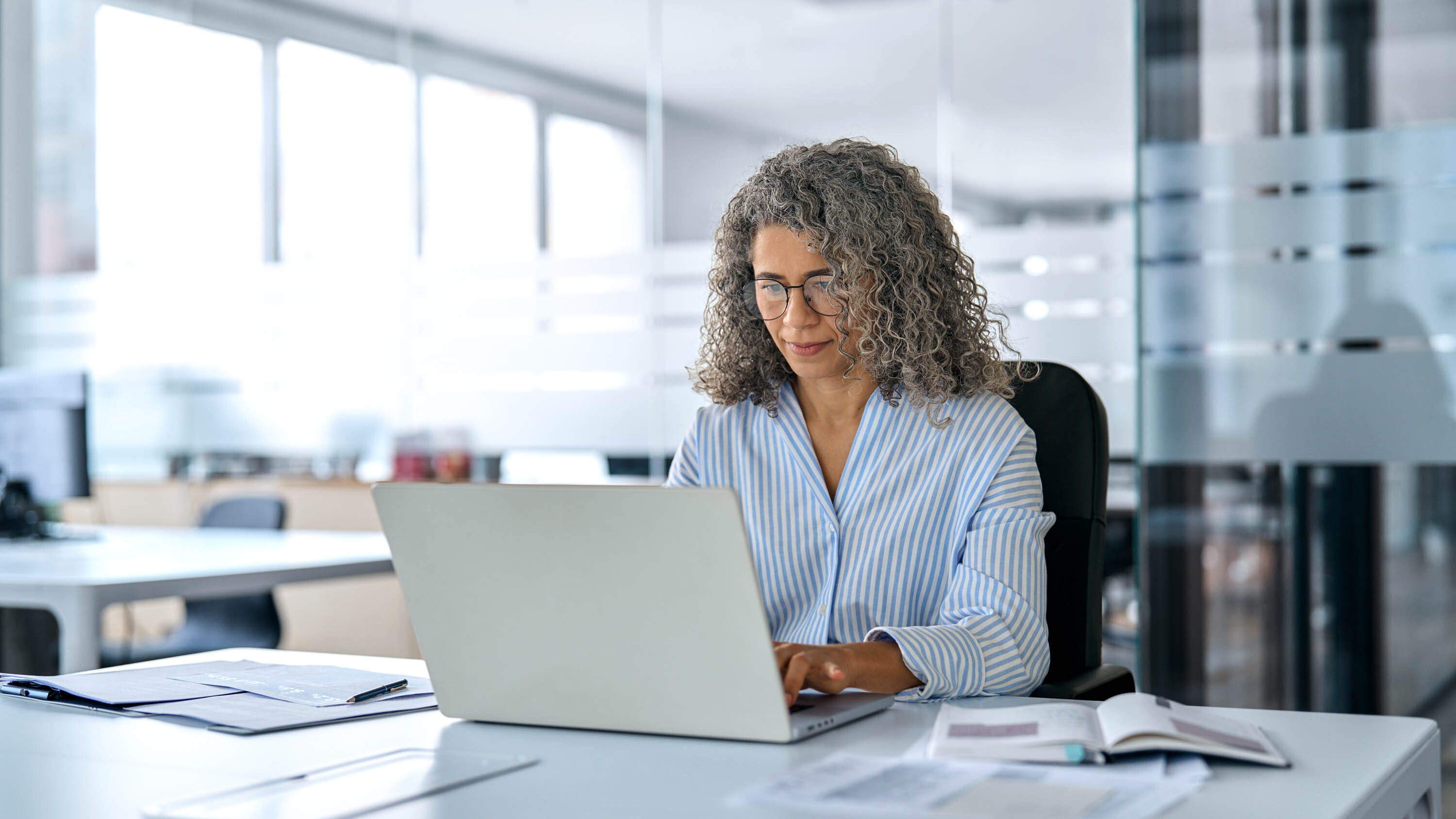 old woman on computer