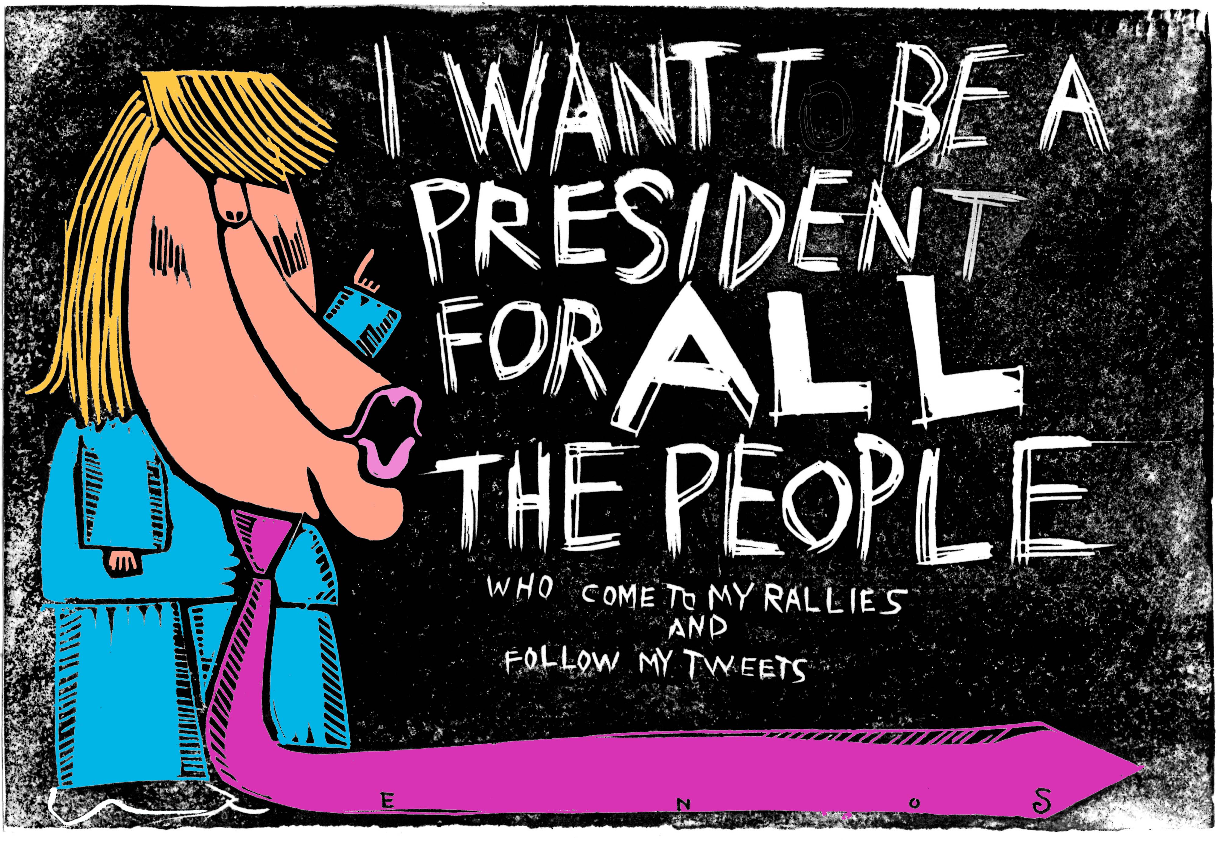 Political cartoon U.S. Donald Trump POTUS tweets